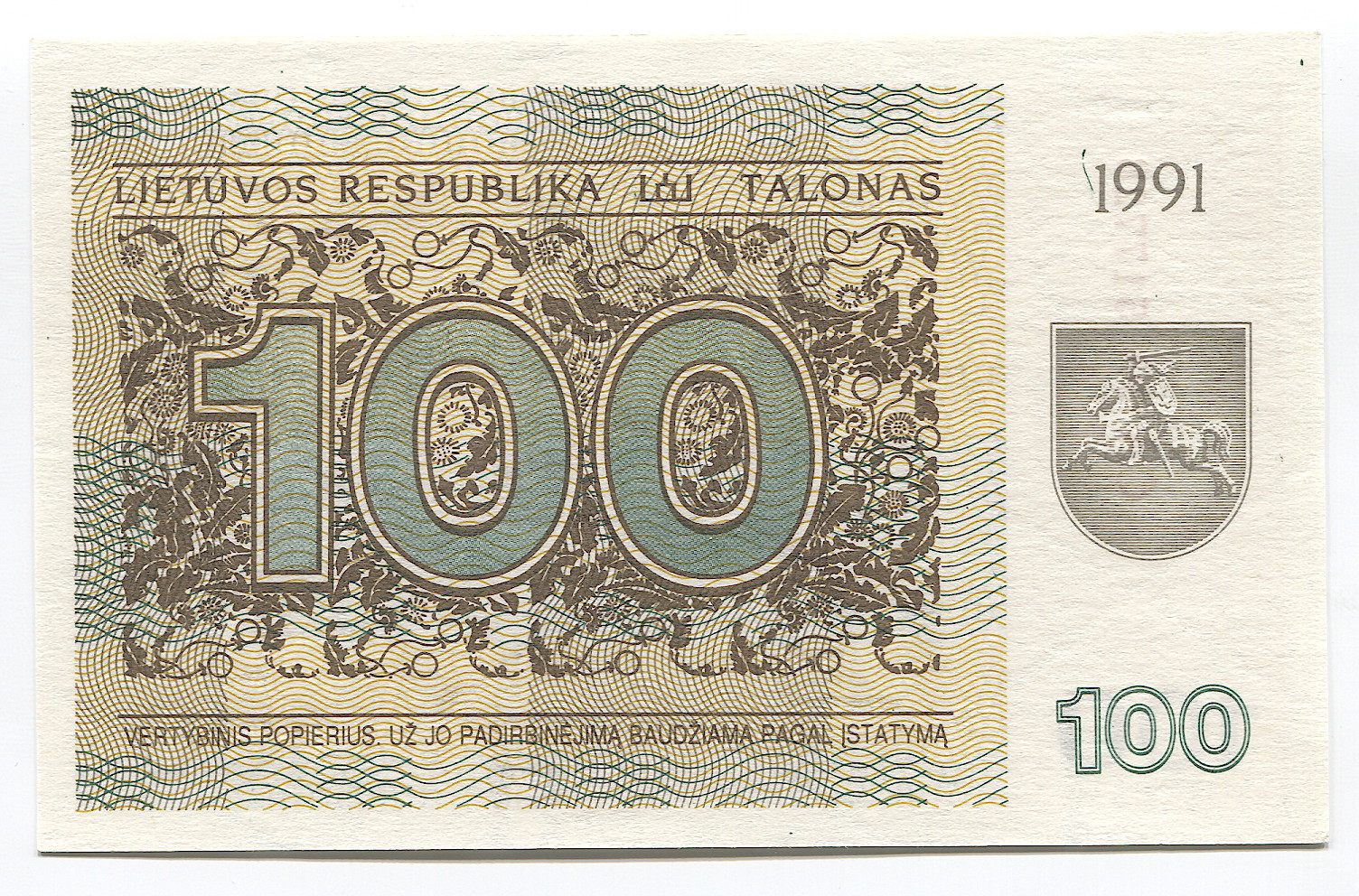 705 - Lithuania 100 Talonas 1991