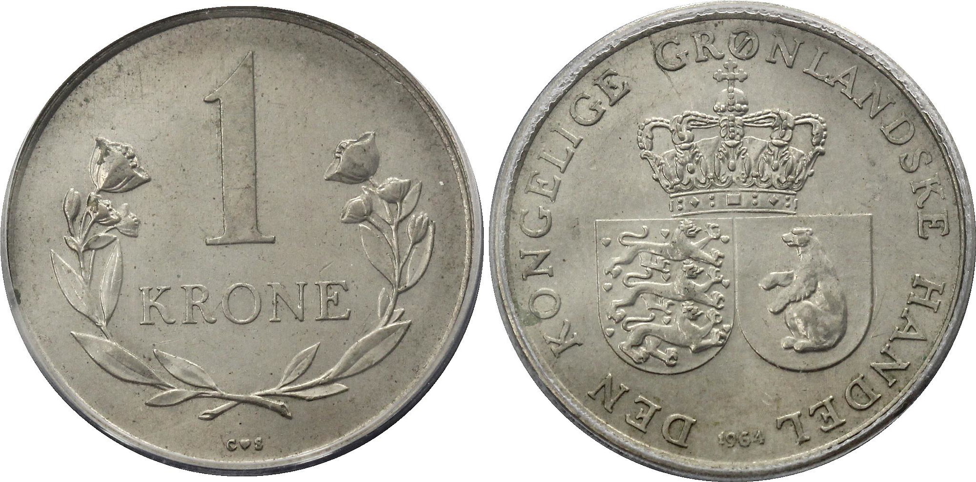 3358 - Greenland 1 Krone 1964 ICG MS 62