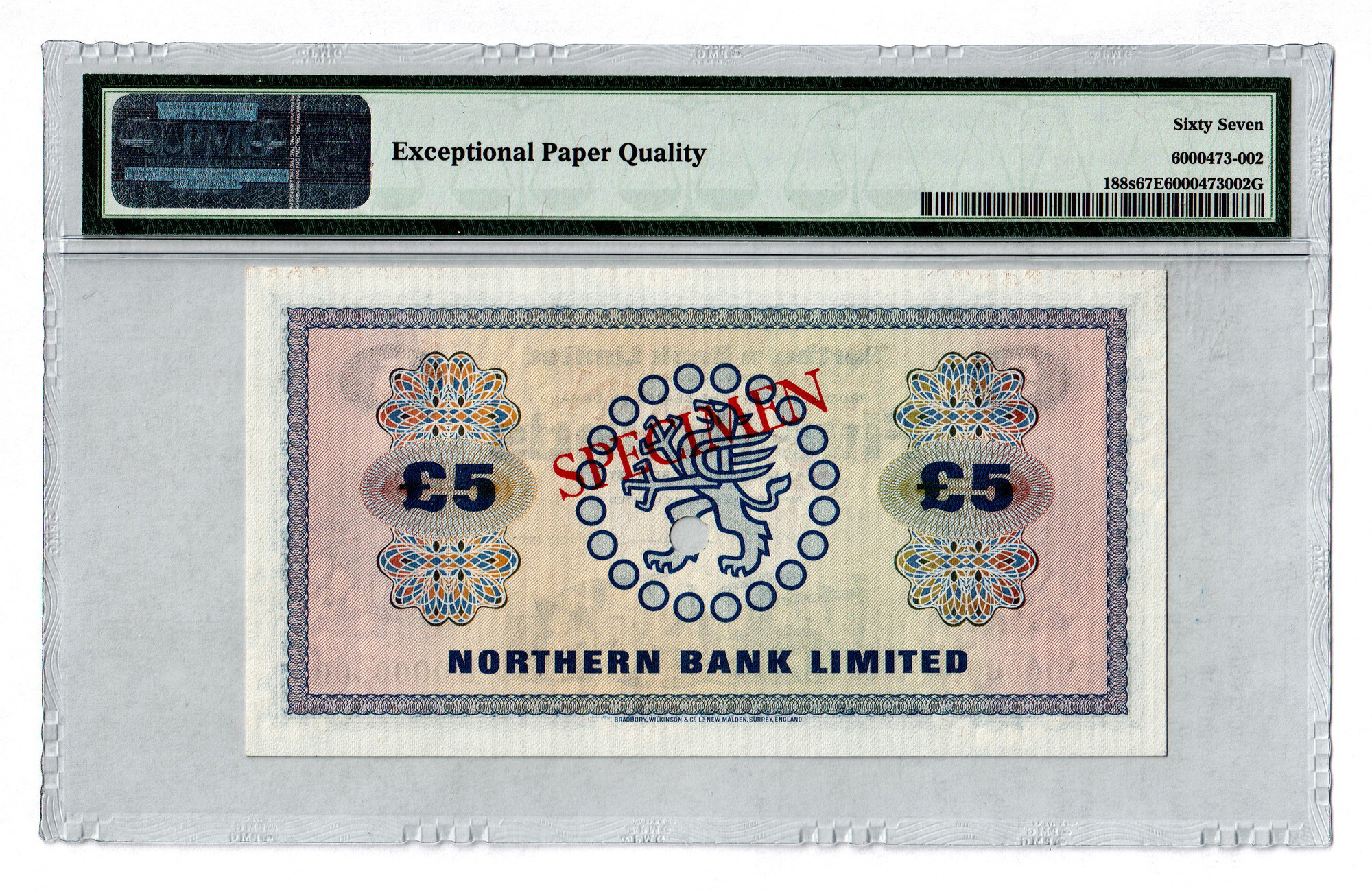 333 - Northern Ireland 5 Pounds 1970 Specimen PMG 67 EPQ