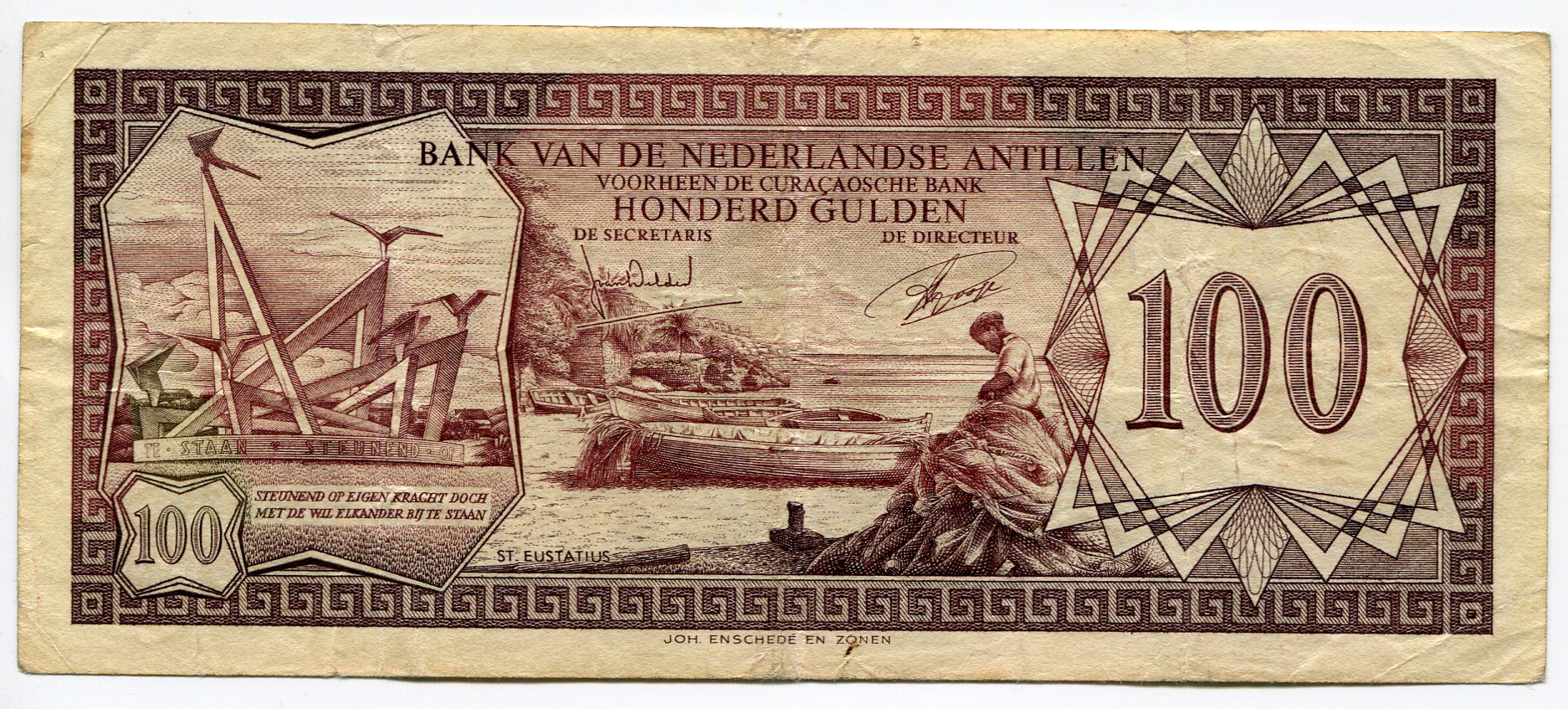 2852 - Netherlands Antilles 100 Gulden 1972