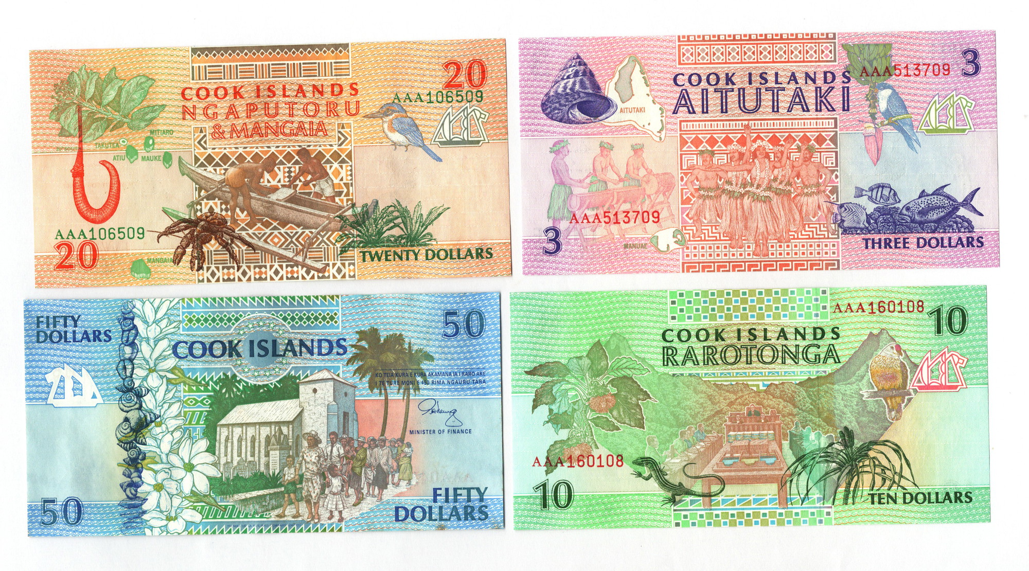 Cook Islands 3-10-20-50 Dollars 1992 (ND) | Katz Auction