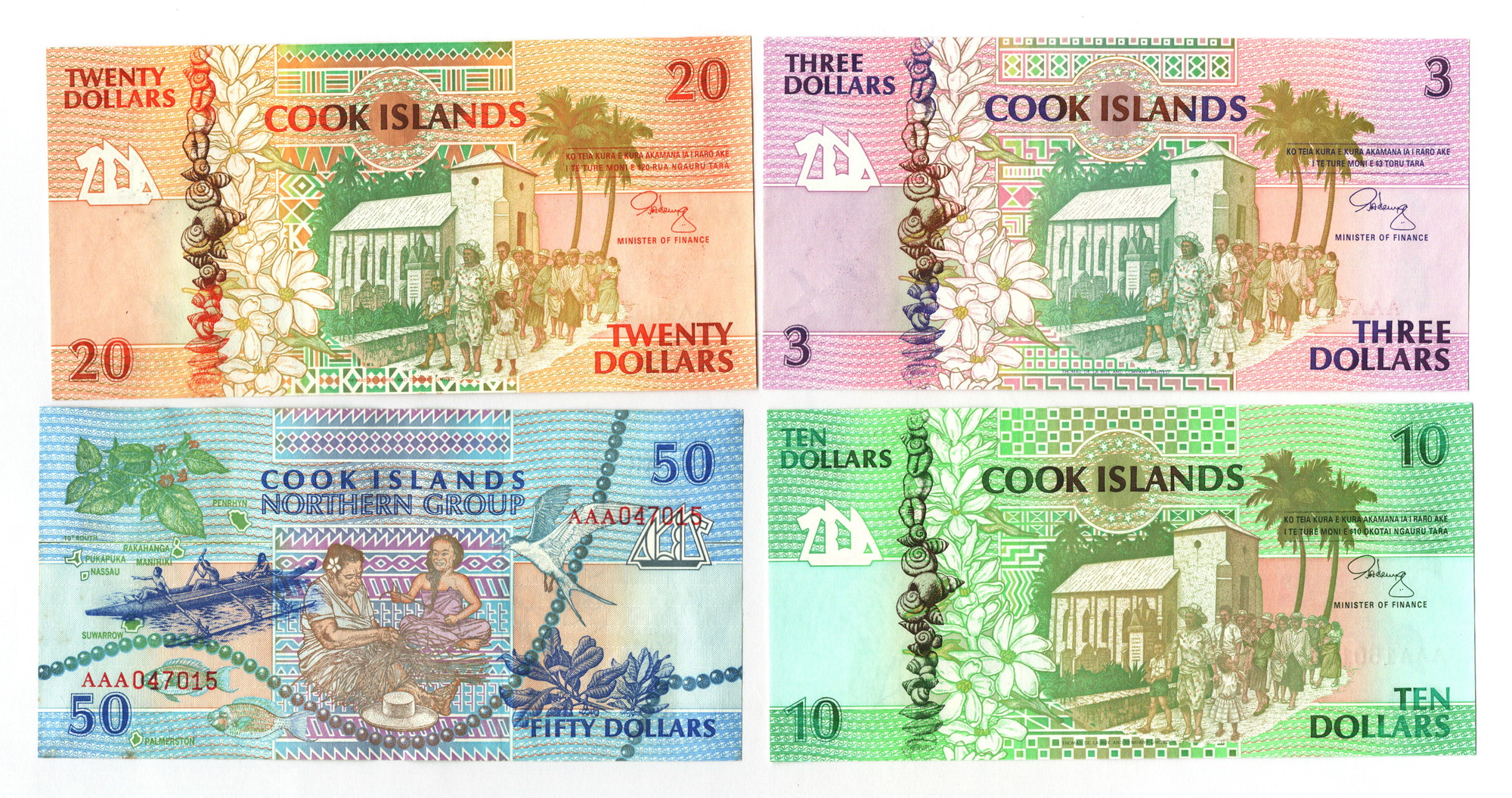 Cook Islands 3-10-20-50 Dollars 1992 (ND) | Katz Auction