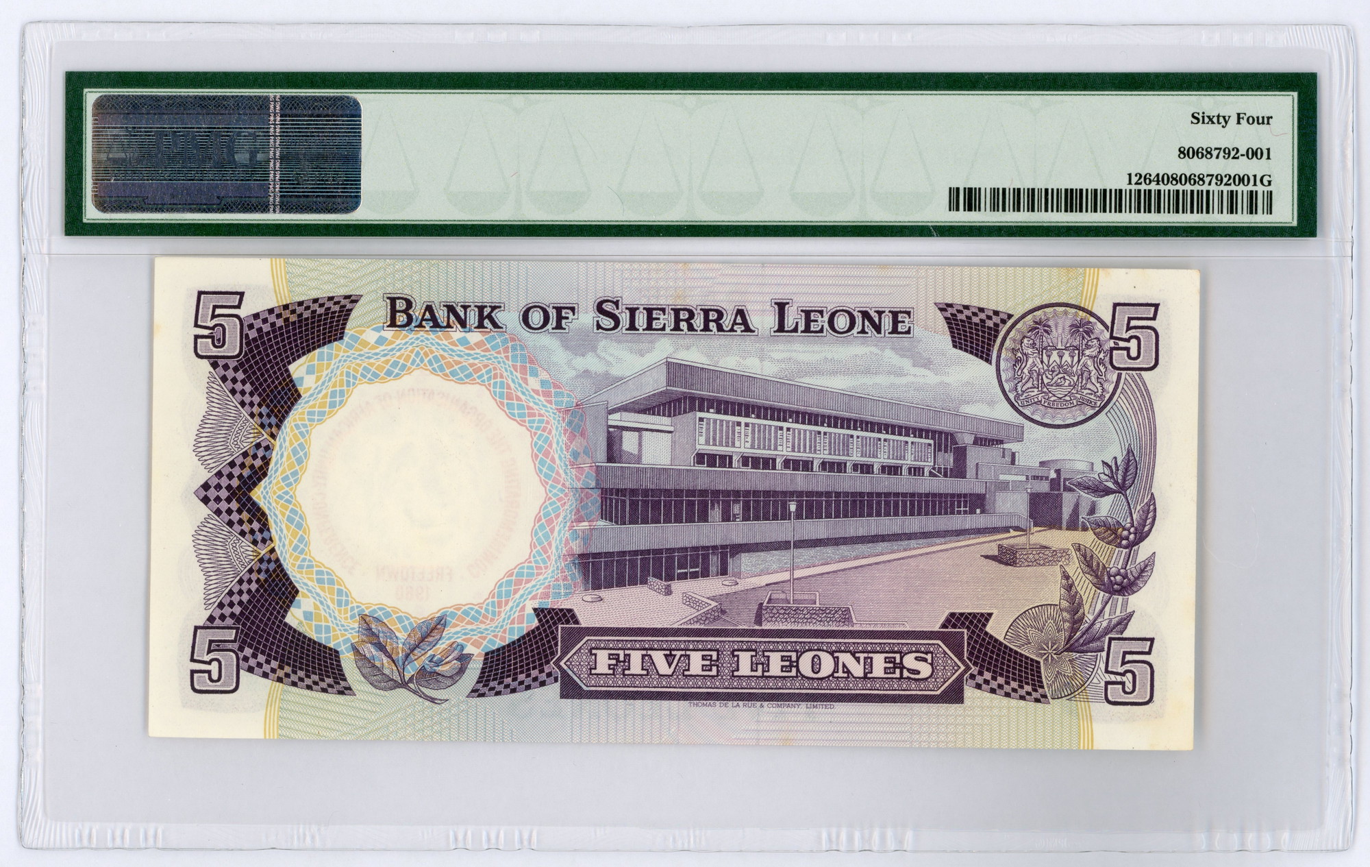 570 - Sierra Leone 5 Leone 1980 PMG 64 Commemorative