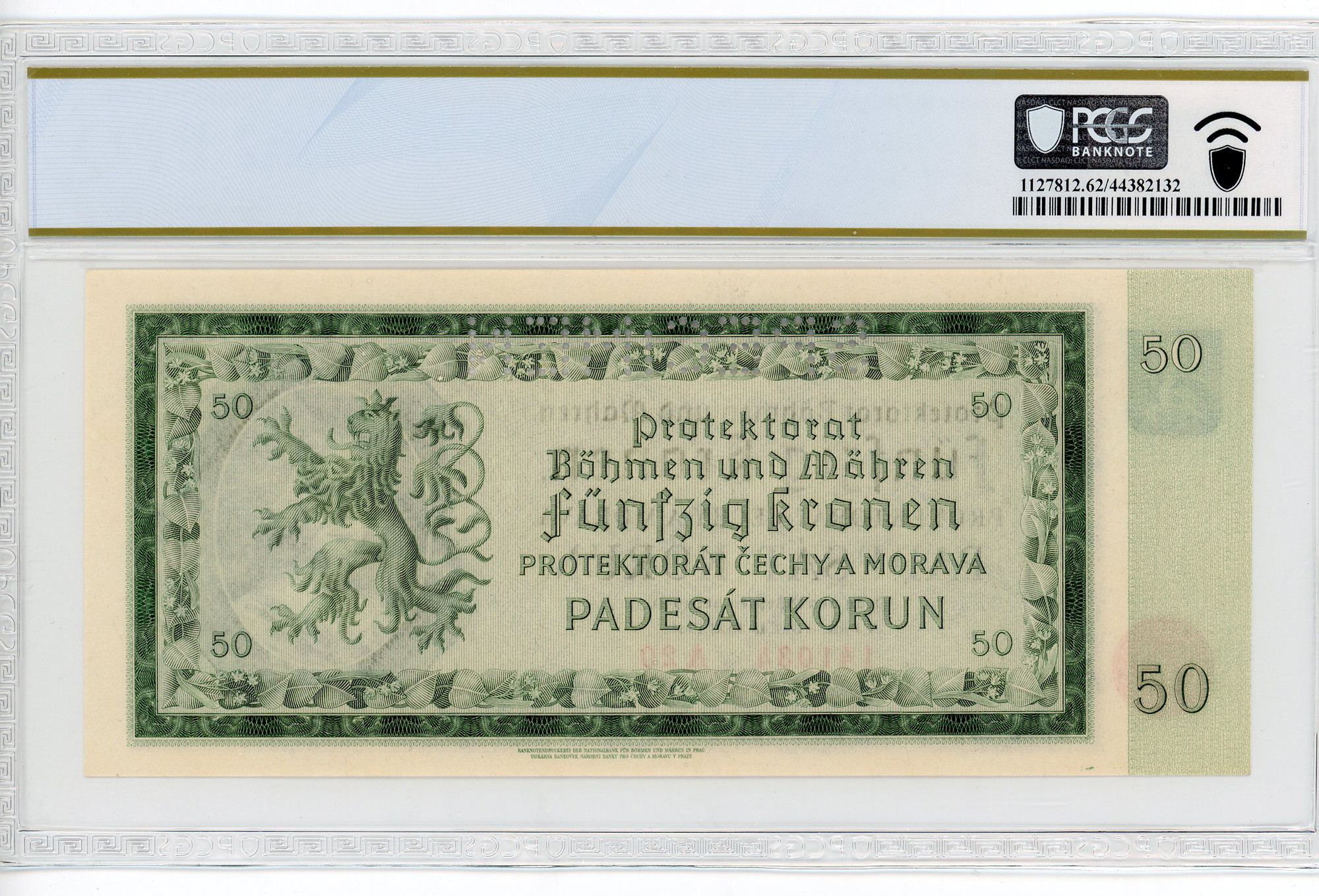 2352 - Bohemia & Moravia 50 Korun 1940 Specimen PCGS 62