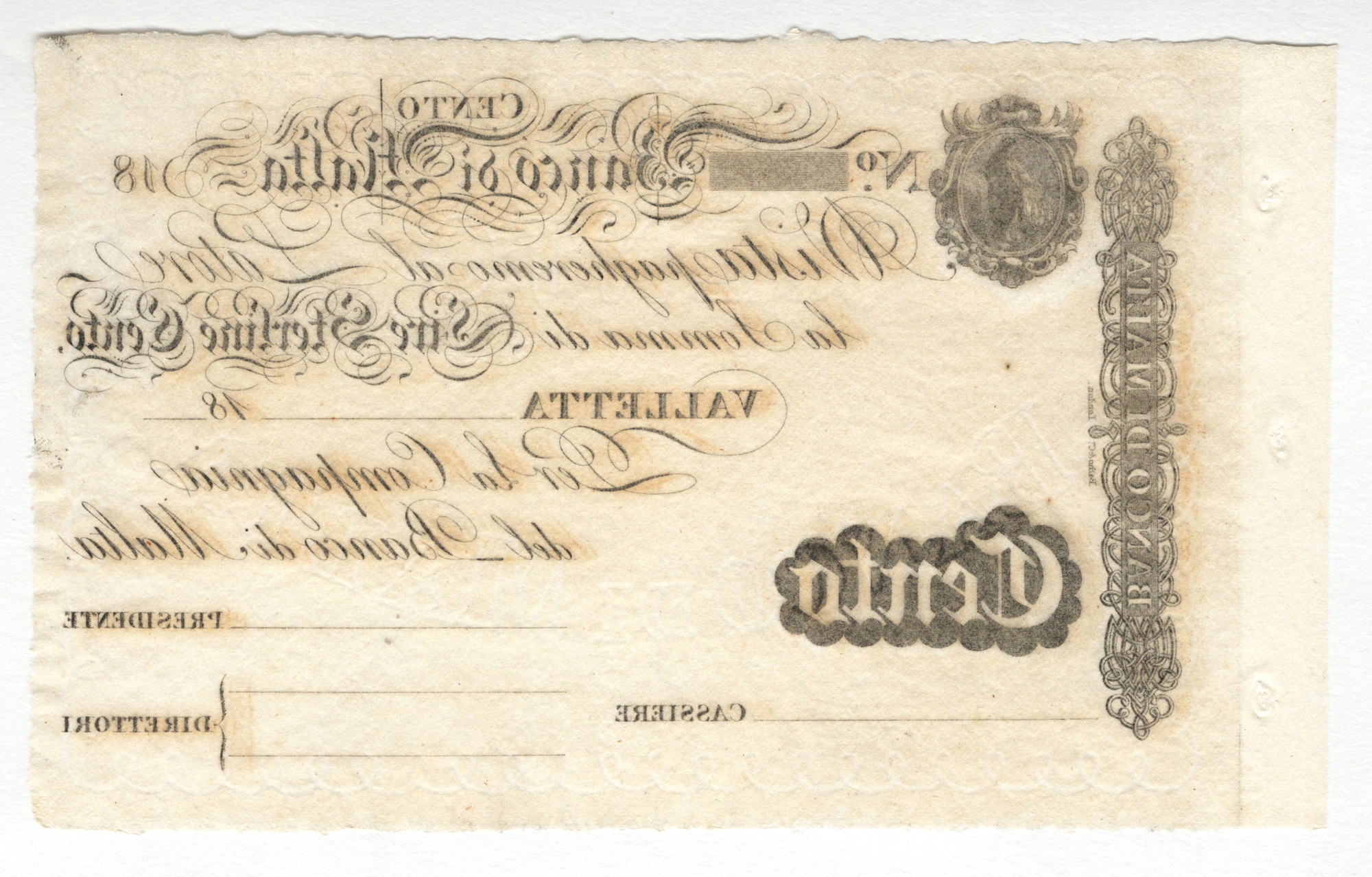 2474 - Malta 100 Lire 1800 (ND)