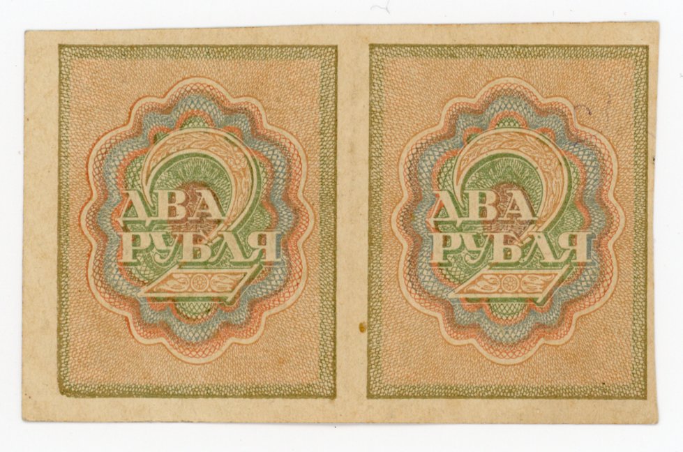 1114 - Russia - RSFSR 2 x 2 Roubles 1919 (ND) Uncutted Sheet