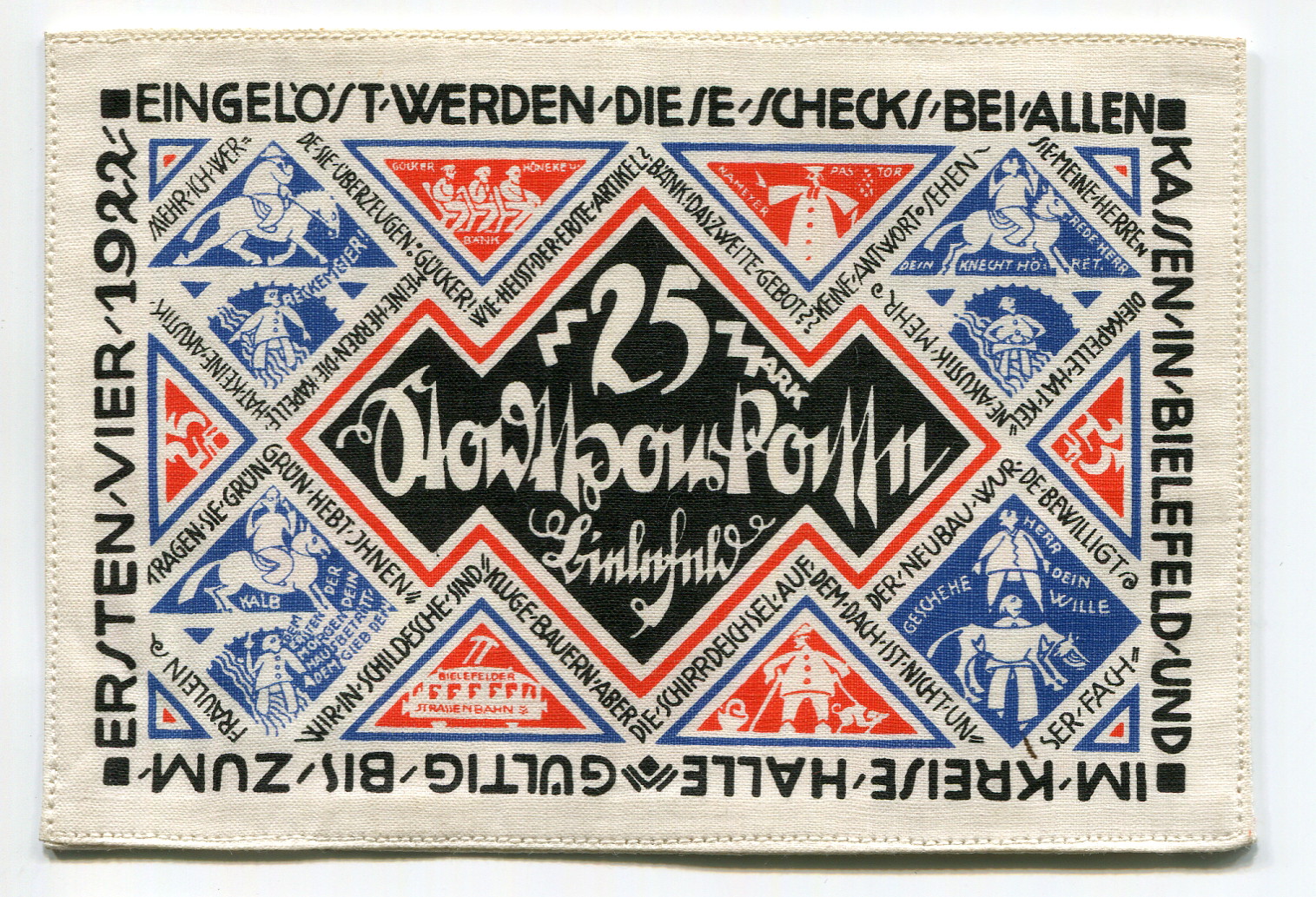 3036 - Germany - Weimar Republic Bielefeld 25 Mark 1921 Stoffgeld