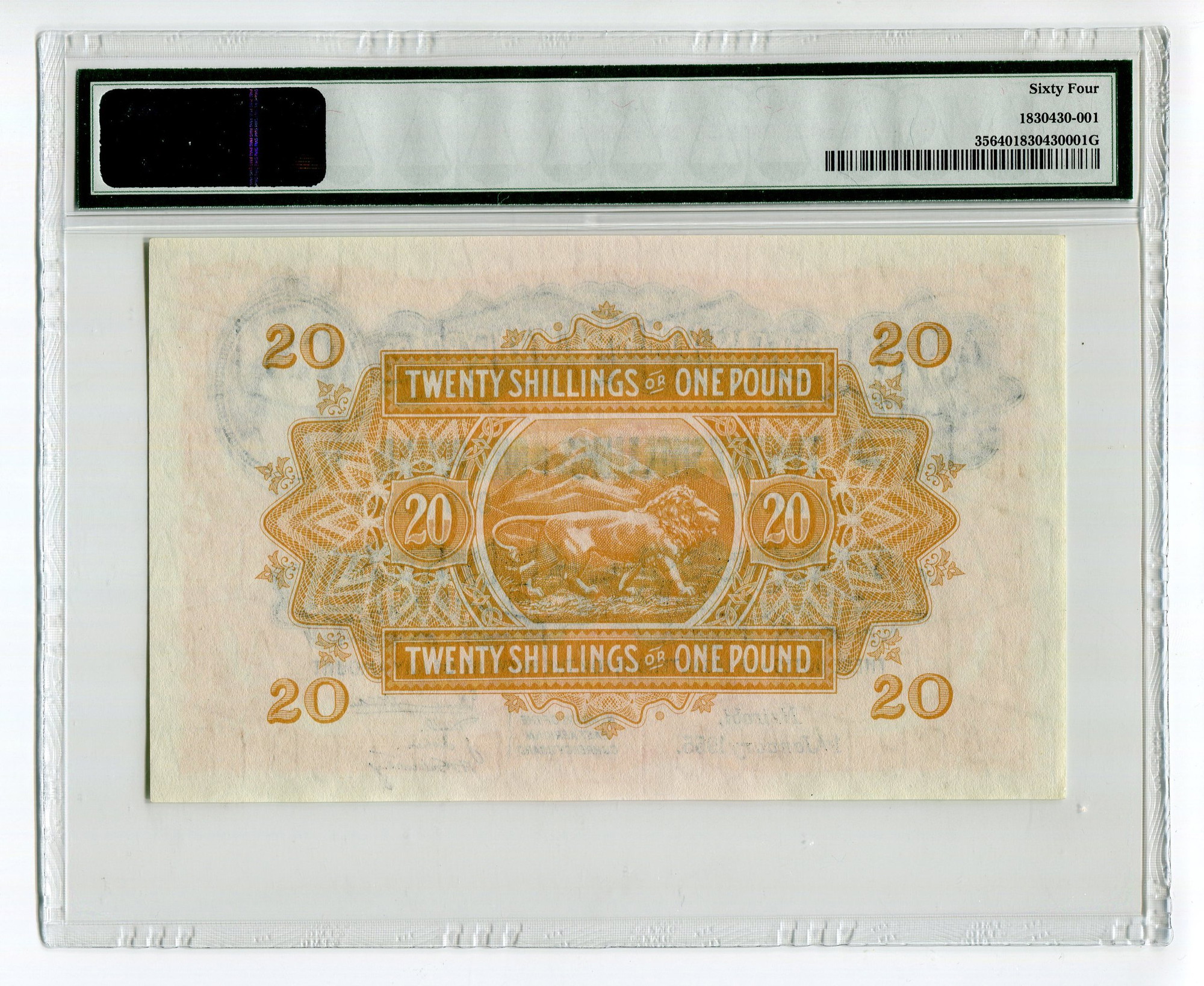 3947 - East Africa 20 Shillings / 1 Pound 1955 PMG 64