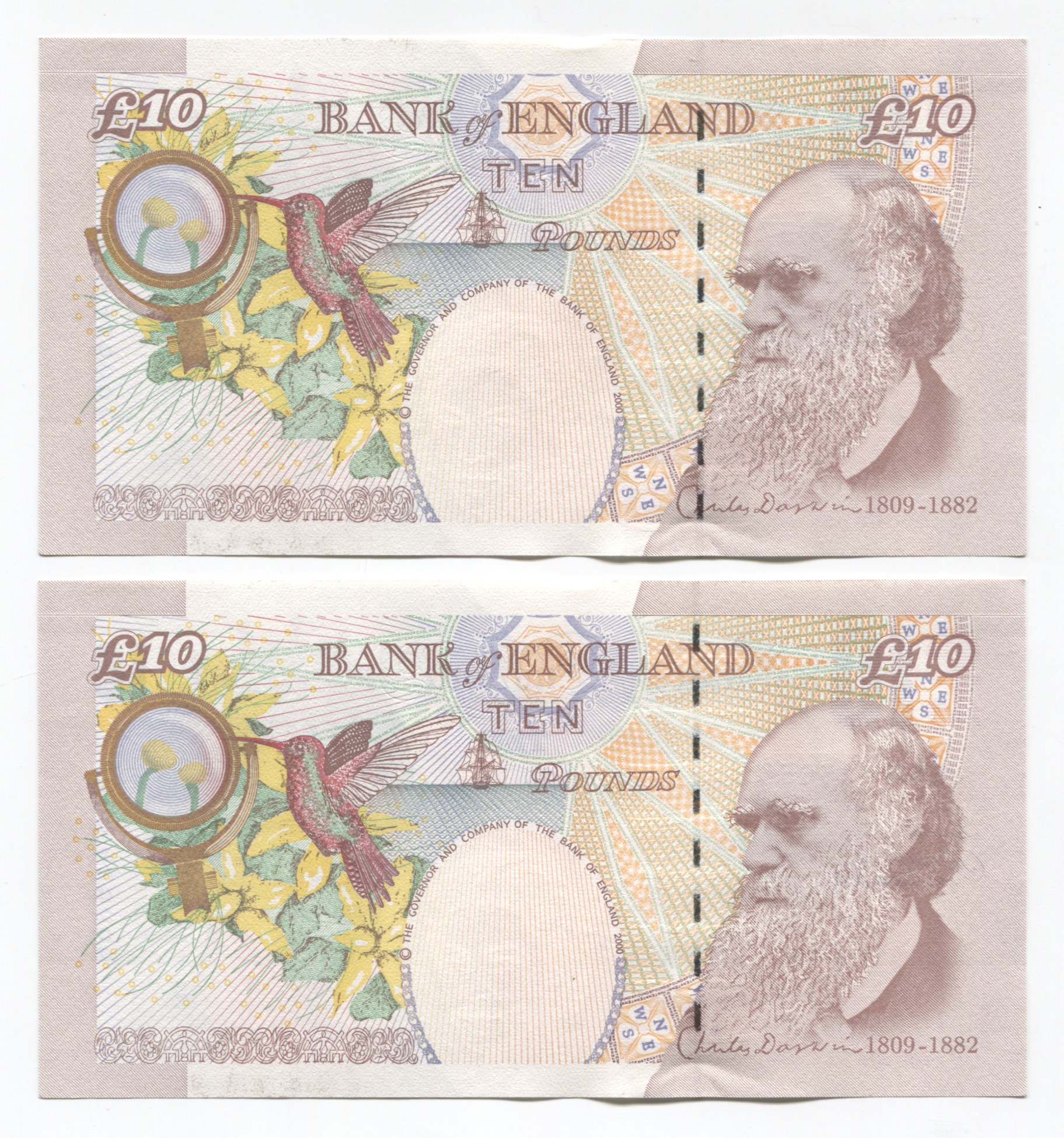 1497 - Great Britain 2 x 10 Pounds 2004 - 2011 (ND) Consecutive Numbers