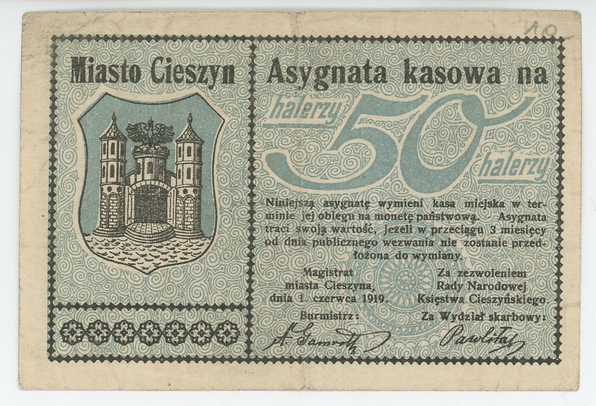 1528 - Poland Cieszyn (Teschen) 50 Halerzy / 50 Heller 1919 Notgeld