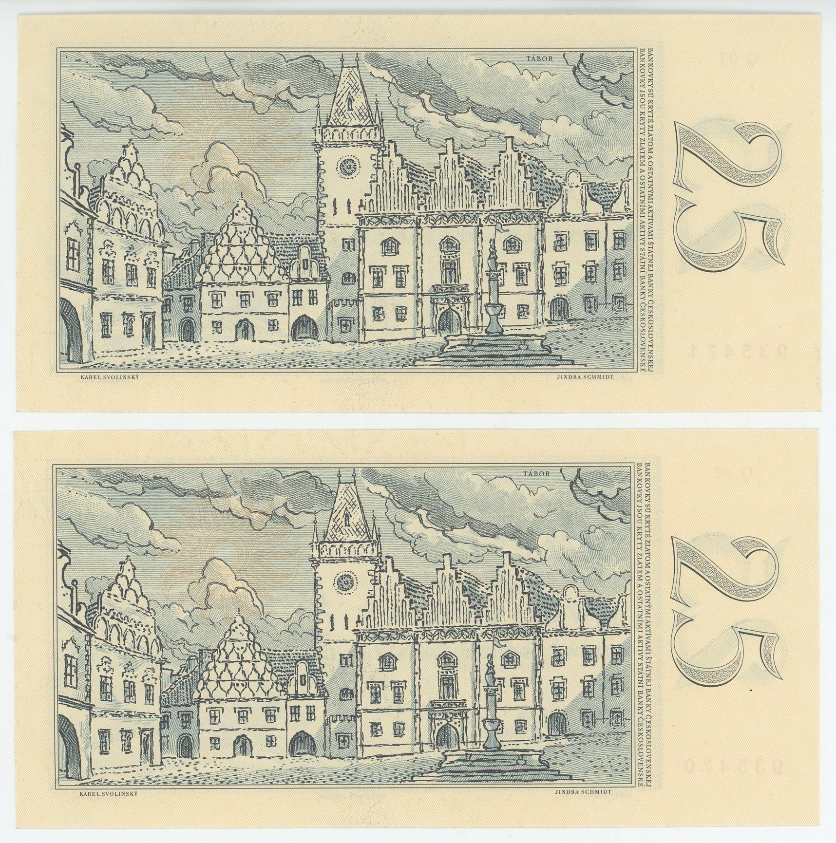 1173 - Czechoslovakia 2 x 25 Korun 1961 With Consecutive Numbers