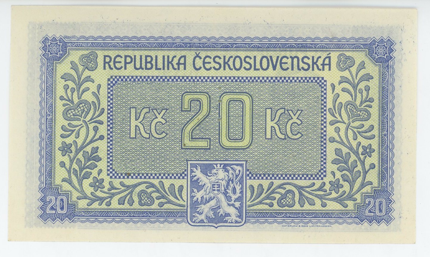 1123 - Czechoslovakia 20 Korun 1945 (ND) Specimen