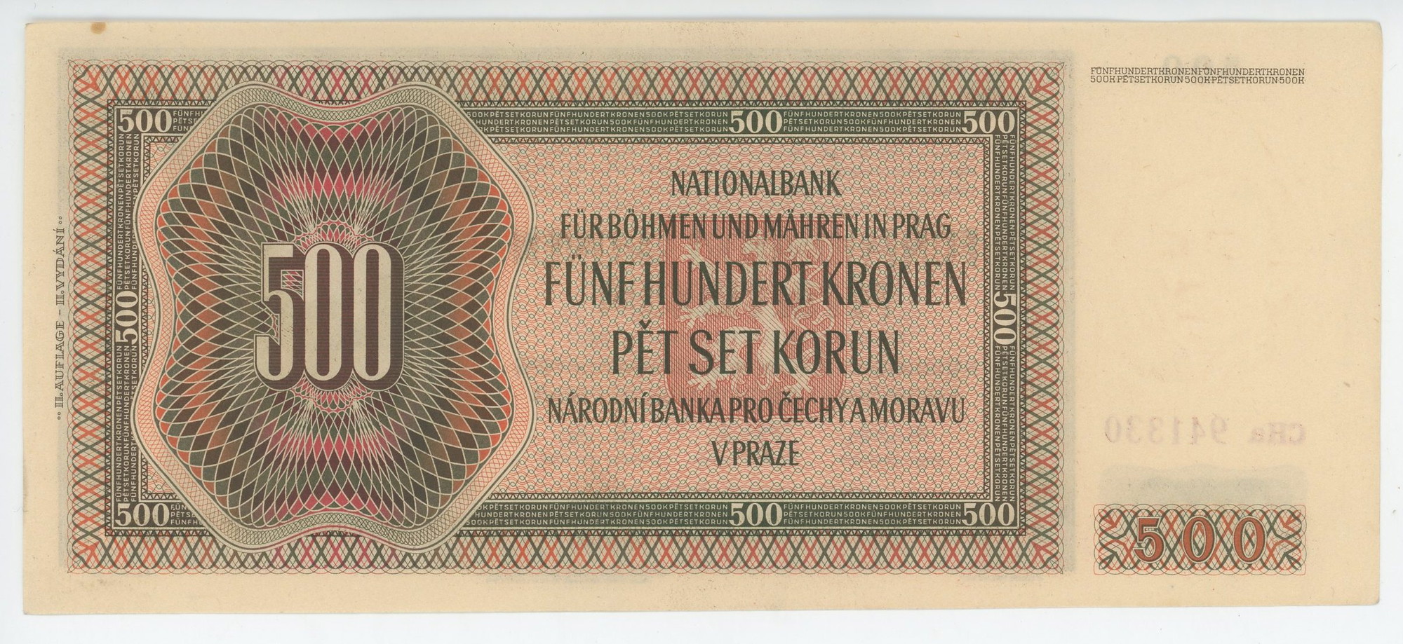 1020 - Bohemia & Moravia 500 Korun 1942