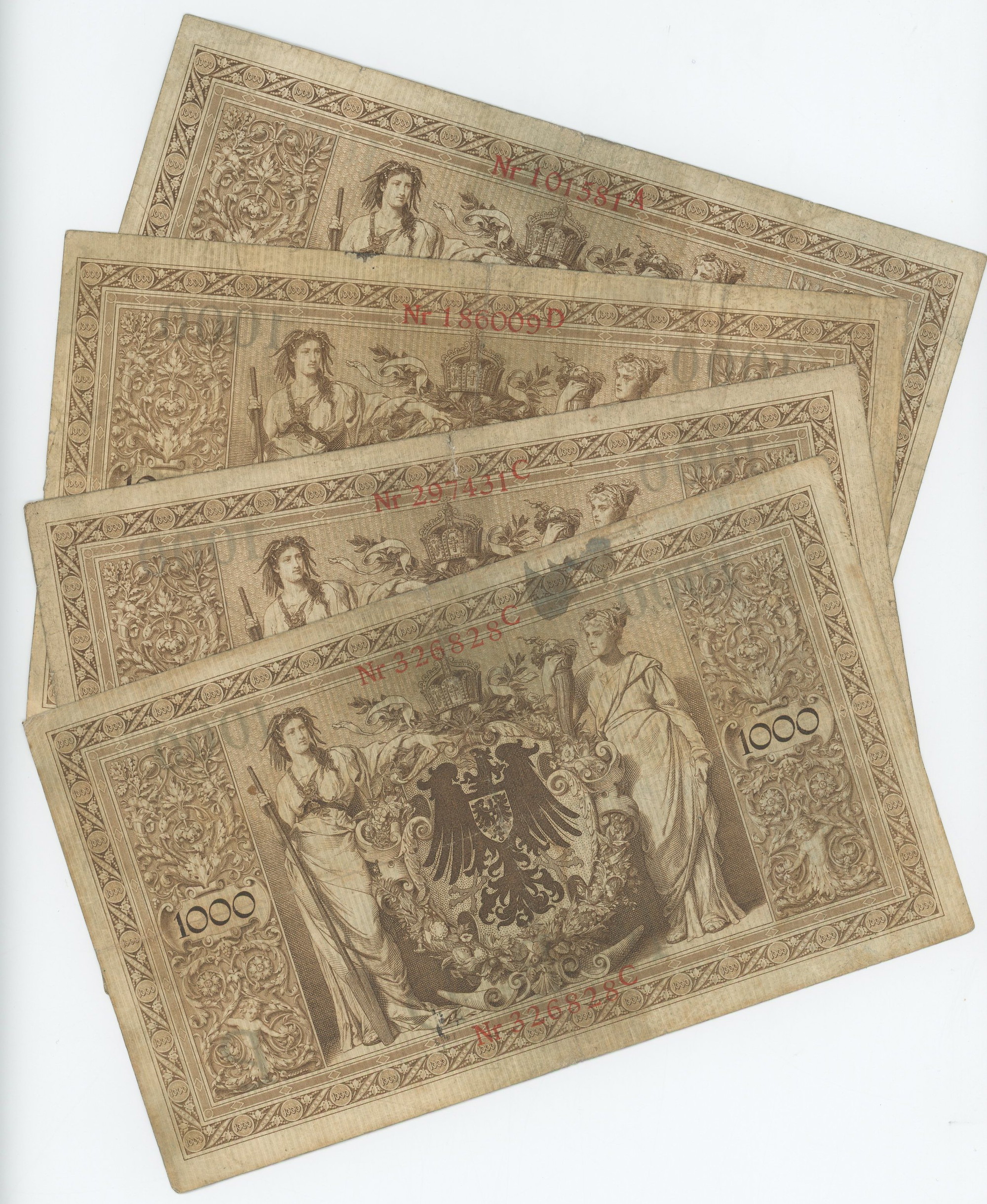 803 - Germany - Empire 4 x 1000 Mark 1903 - 1908