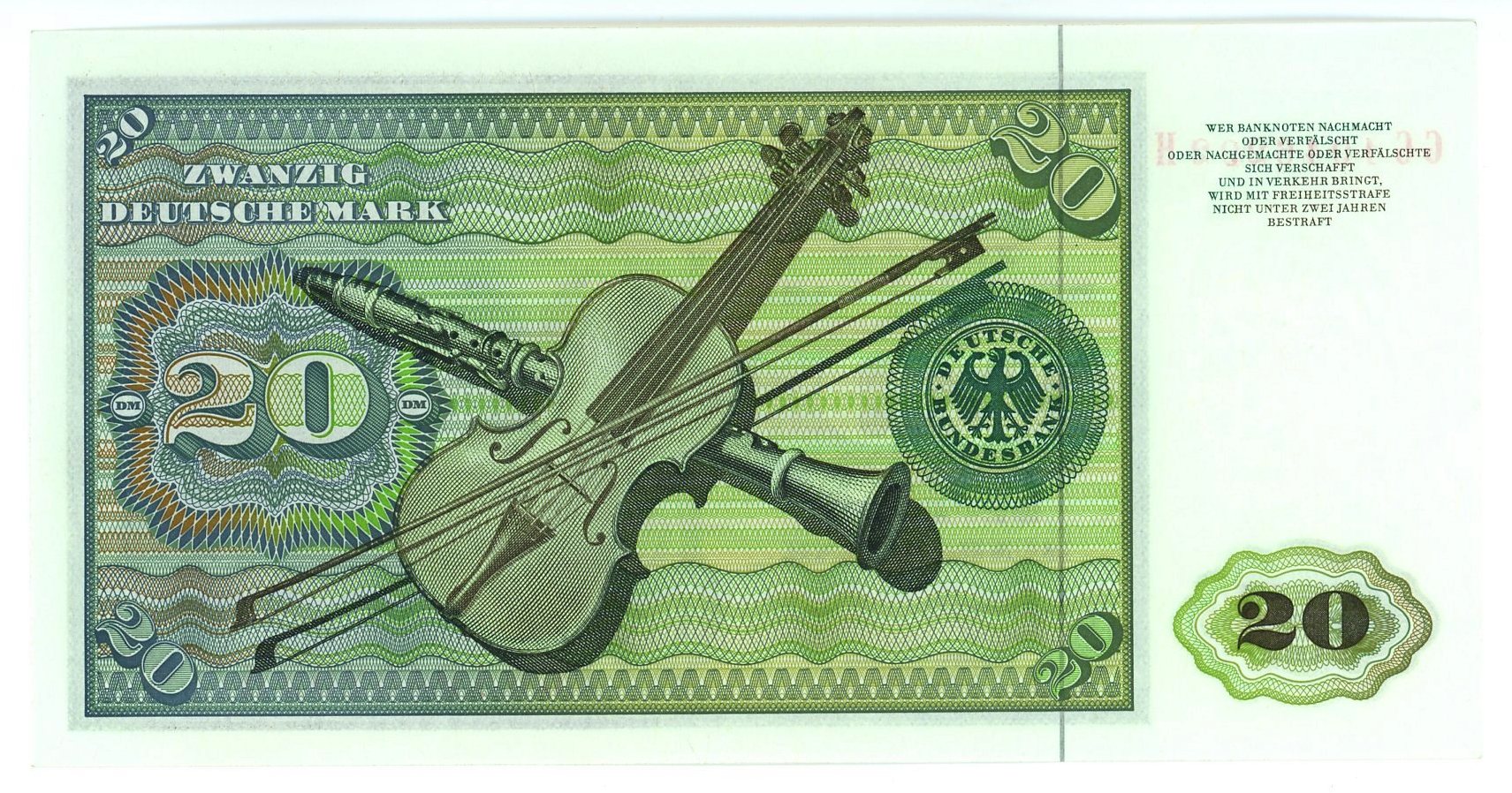 287 - Germany - FRG 20 Deutsche Mark 1977