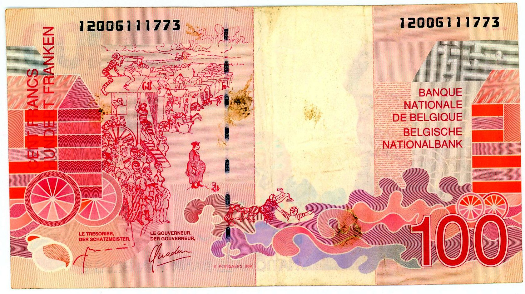 275 - Belgium 100 Frank 1995 - 2001 (ND)
