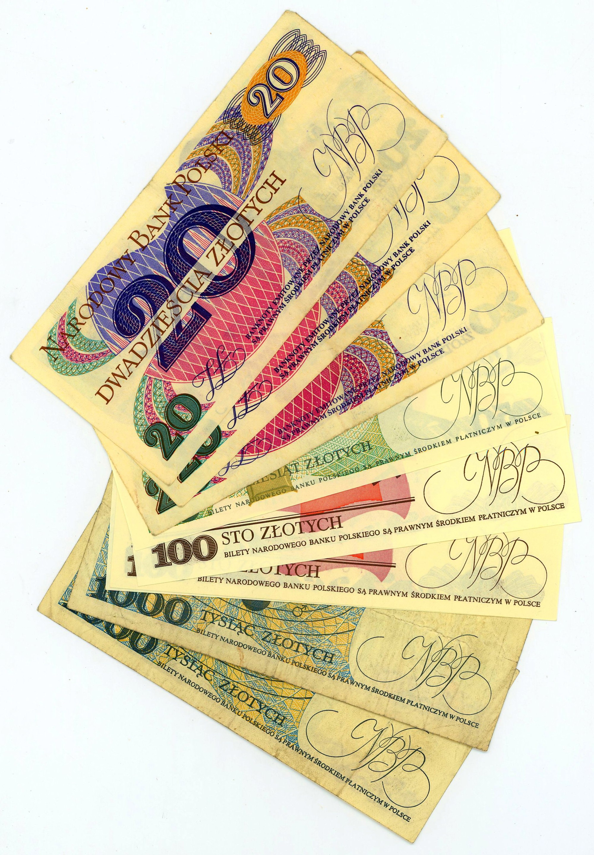2825 - Poland Lot of 8 Banknotes 1982 - 1988