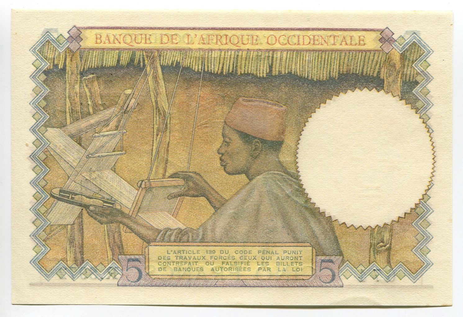 1044 - French West Africa 5 Francs 1942