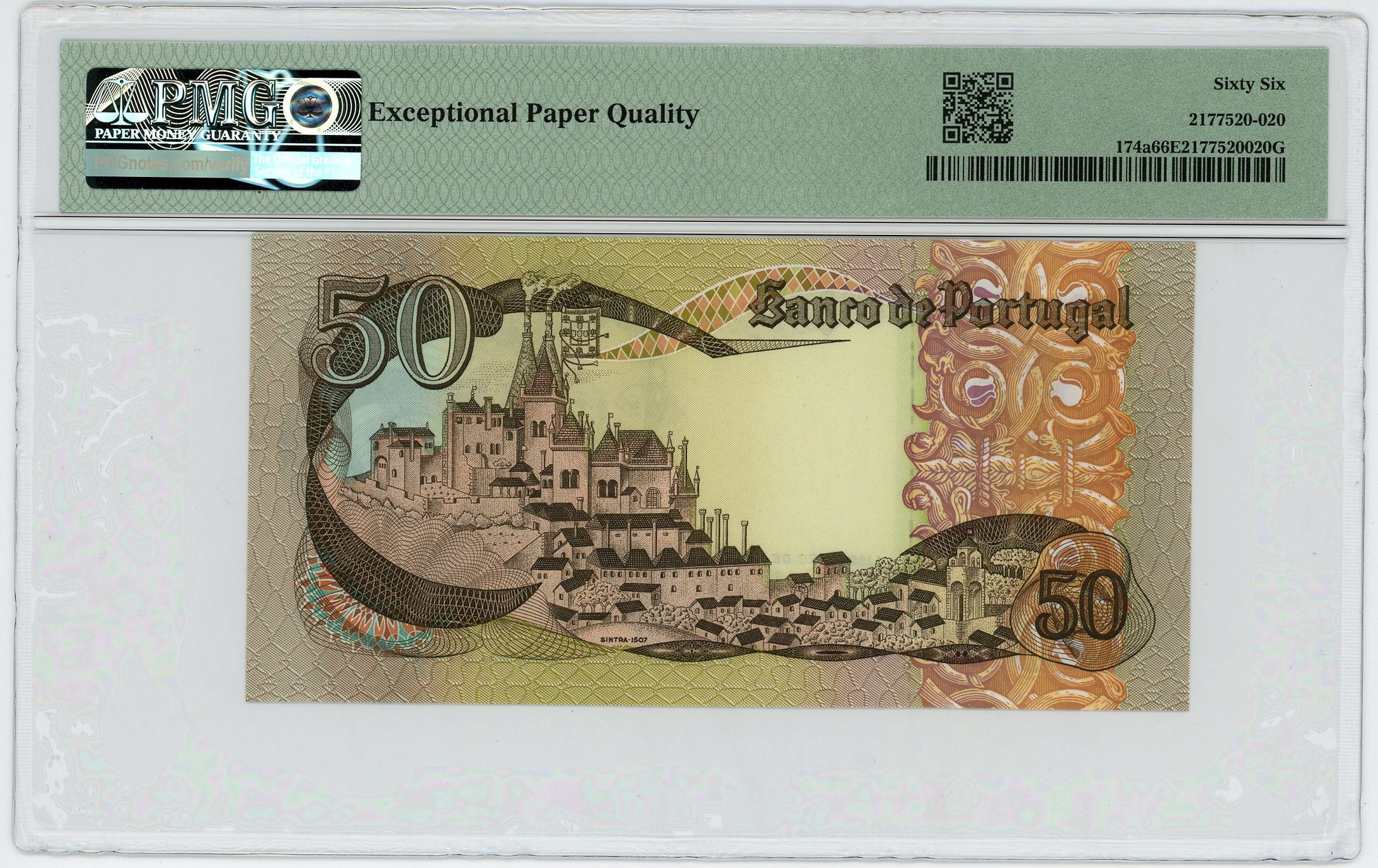 2107 - Portugal 50 Escudos 1968 PMG 66 EPQ