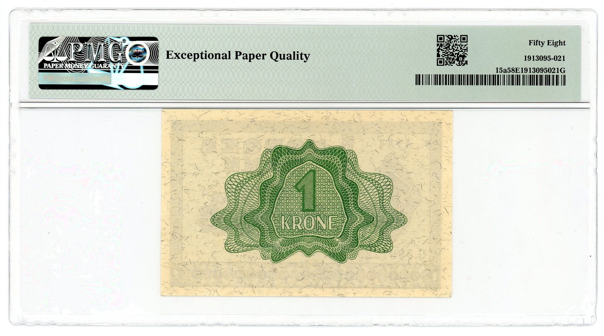 1975 - Norway 1 Krone 1940 - 1945 (ND) PMG 58 EPQ Choice AUNC