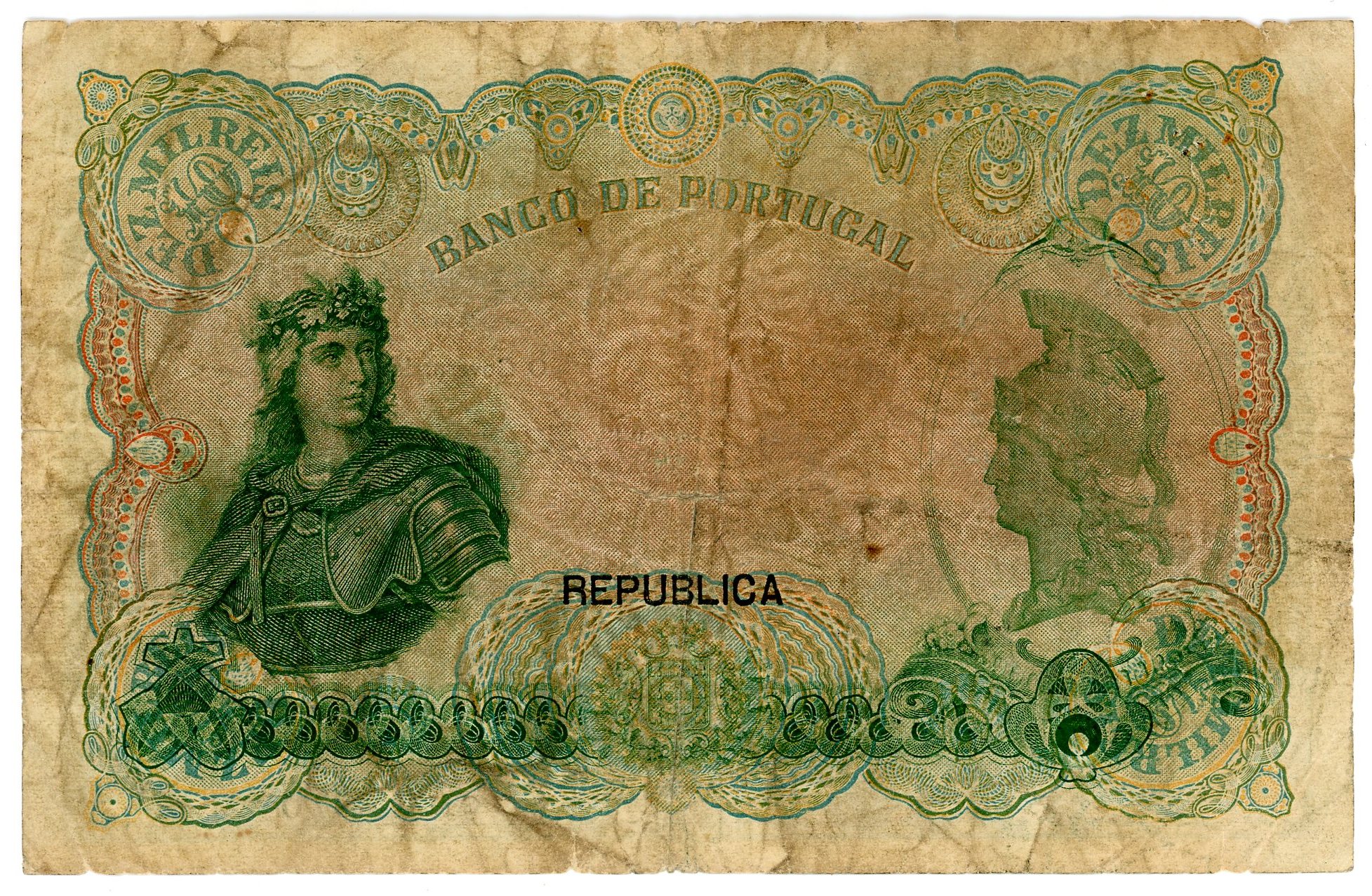 Portugal 10 Mil Reis / 10000 Reis 1910 (1917)(ND) | Katz Auction