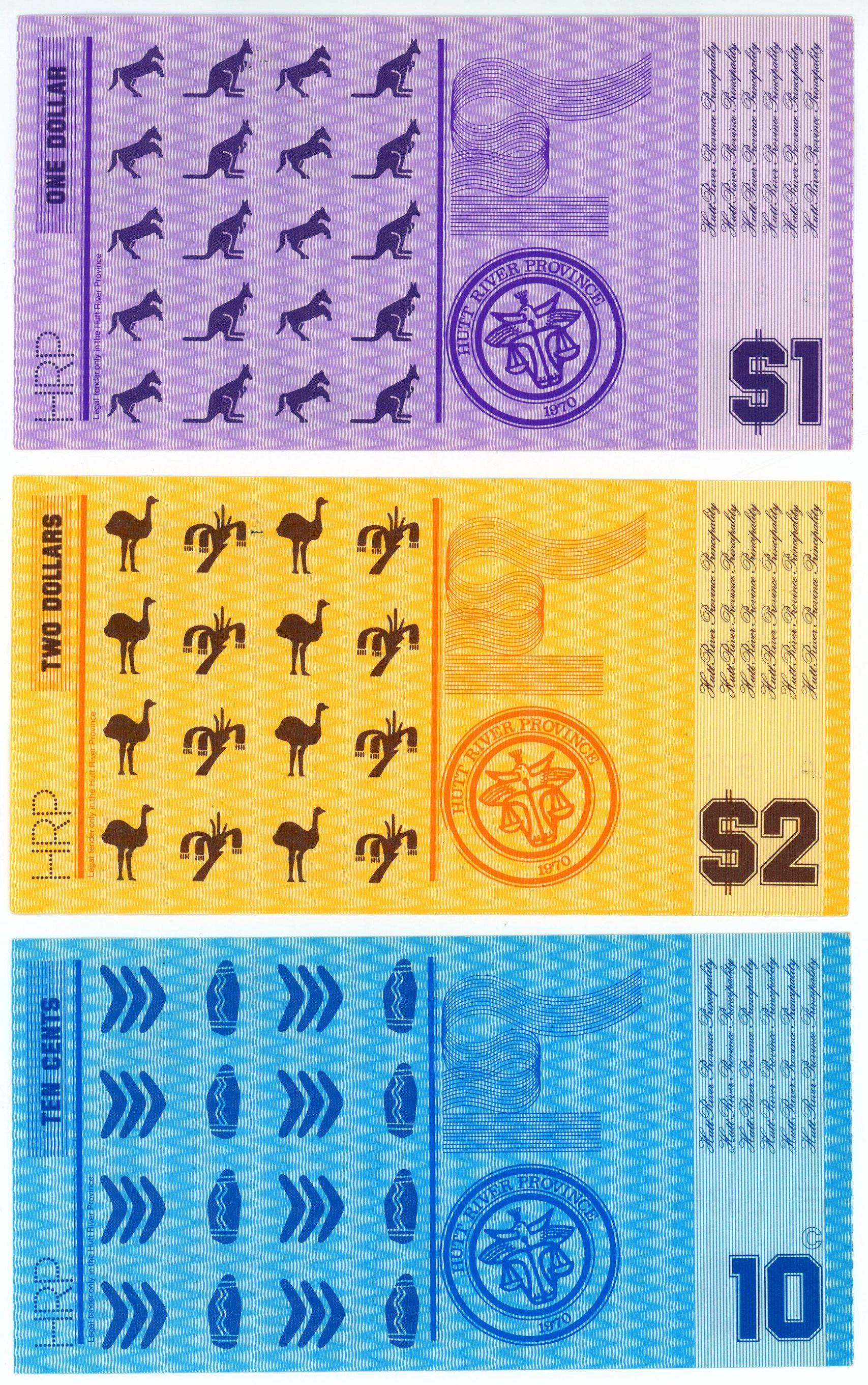 8 - Australia Hutt River 10 Cents & 1 - 2 Dollars 1974 (ND)