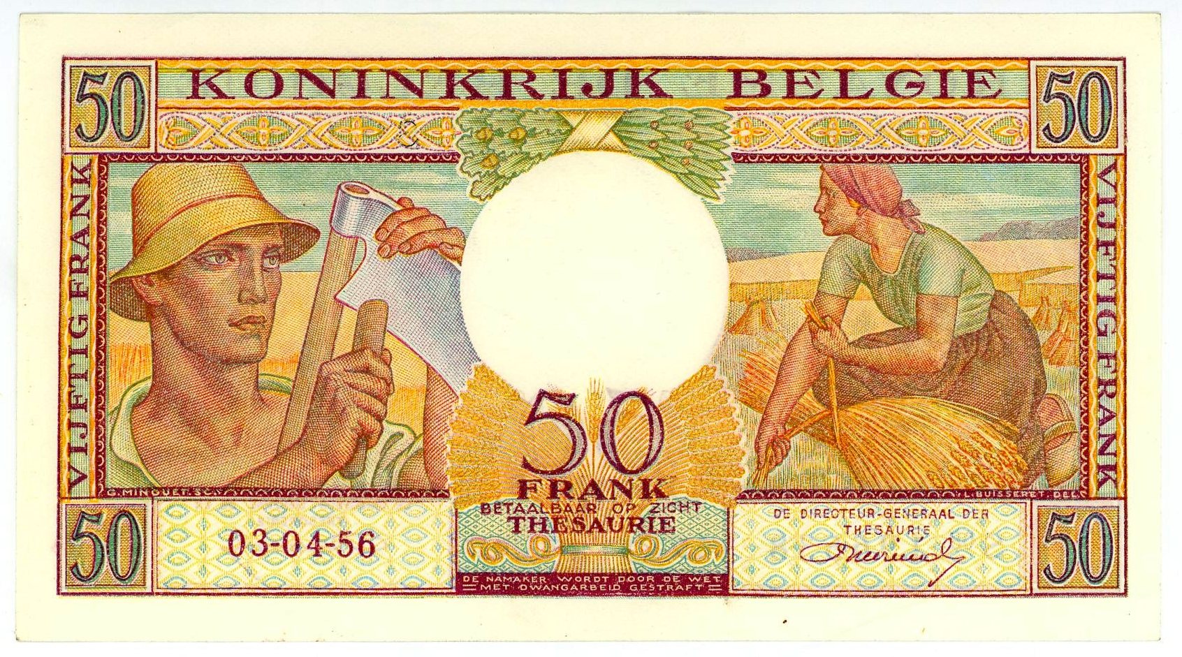 1606 - Belgium 50 Francs 1956