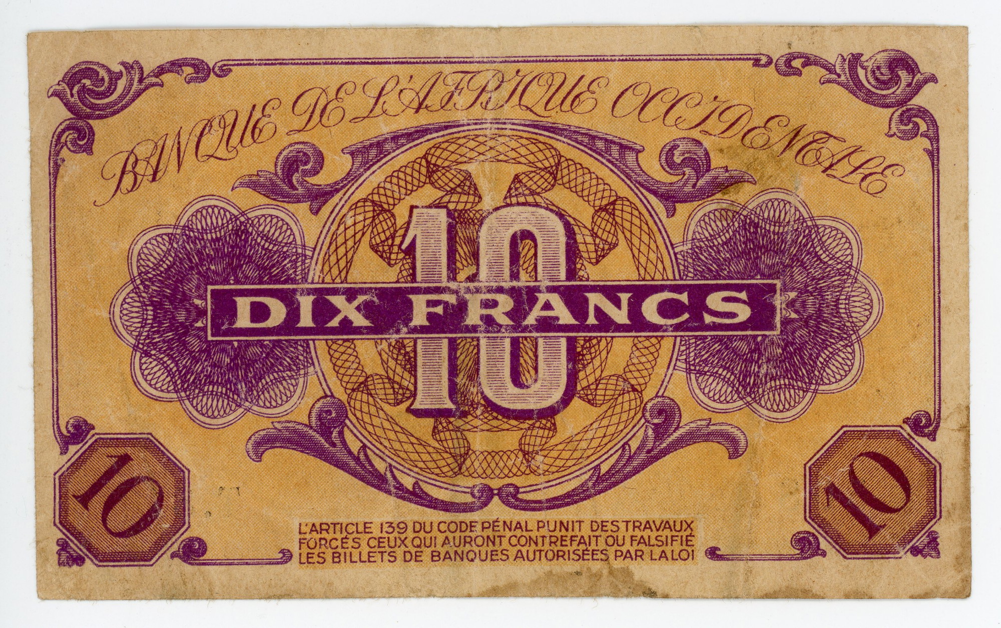 1045 - French West Africa 10 Francs 1943