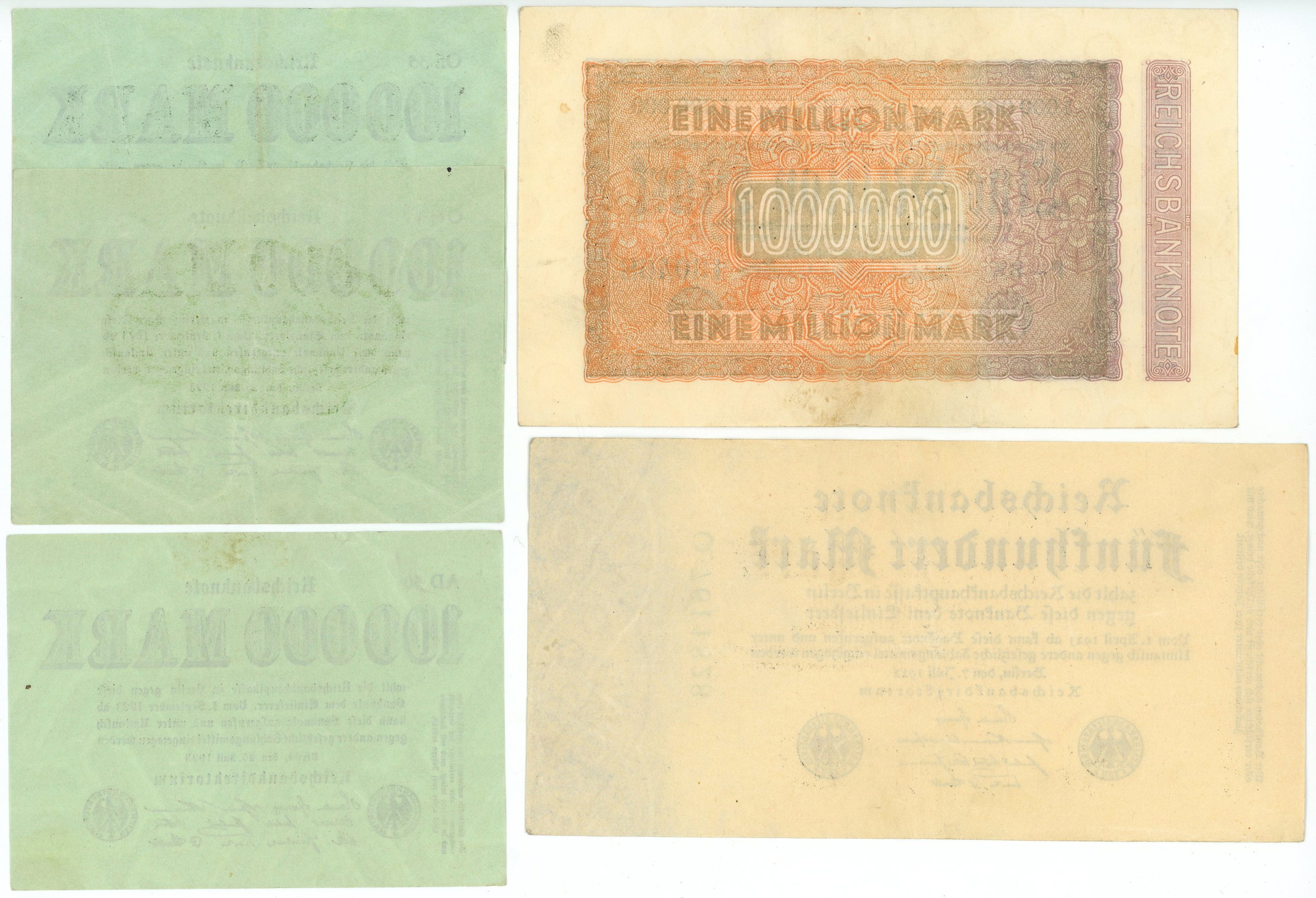 2212 - Germany - Weimar Republic Lot of 5 Banknotes 1923