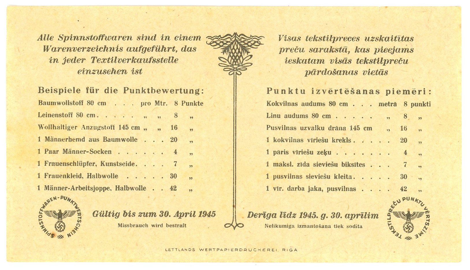 1175 - Latvia 1 Punkt 1945