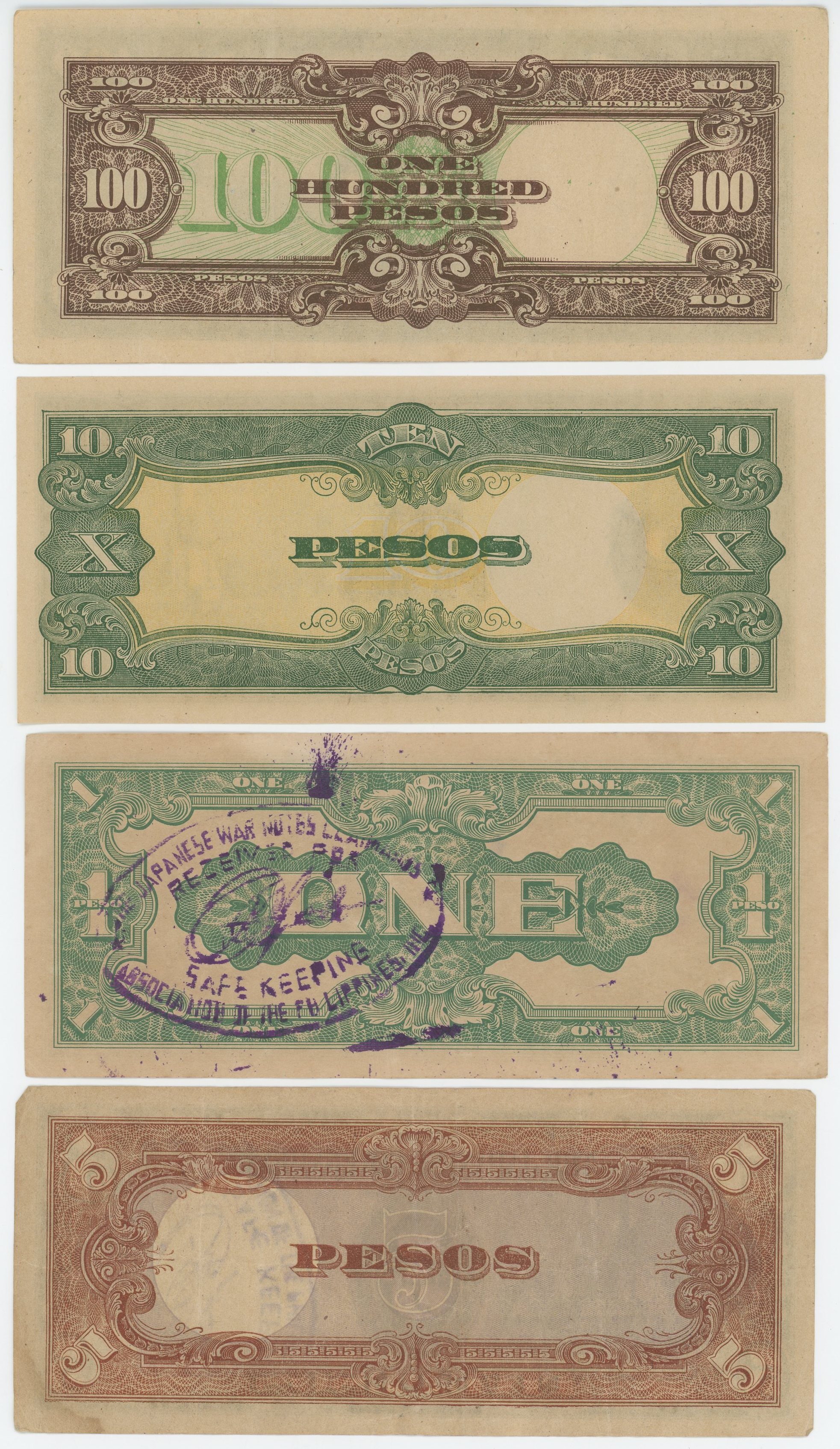 2838 - Philippines Lot of 7 Banknotes 1942 - 1944