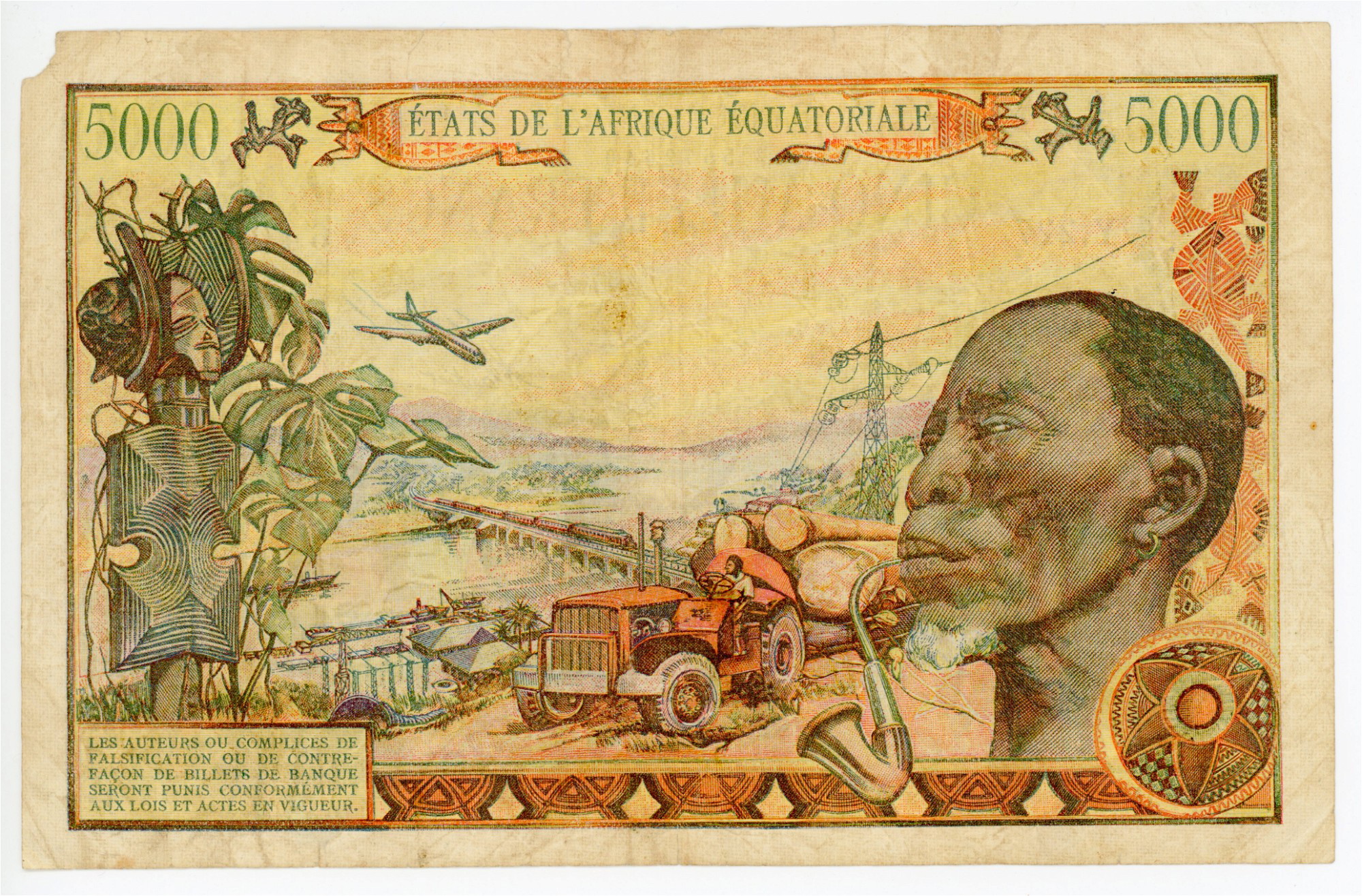 3196 - Equatorial African States Gabon 5000 Francs 1963 (ND)